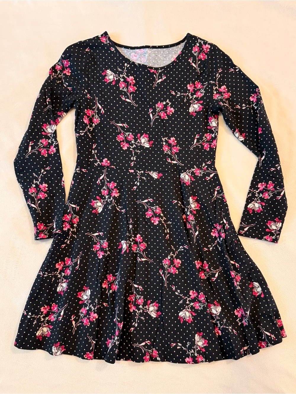 The Children’s Place Long-sleeved Floral A-line Dress Girls Size 10/12
